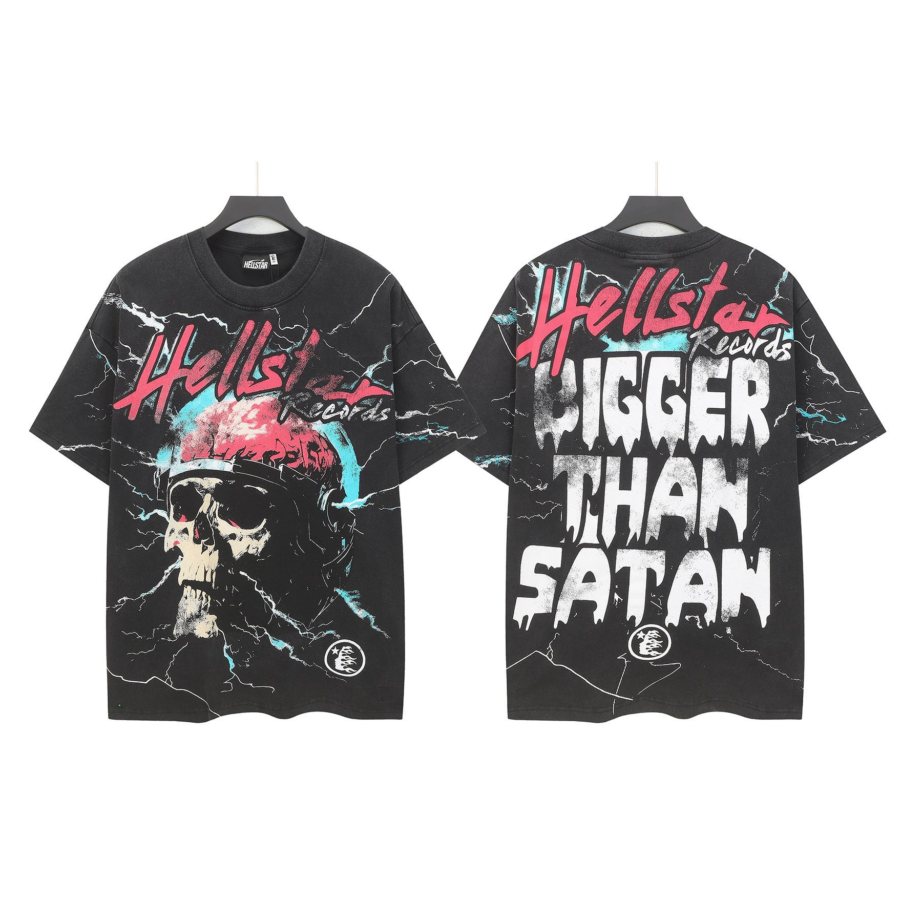 Hell Star Heel Washed Vintage American Print Short Sleeve T-Shirt