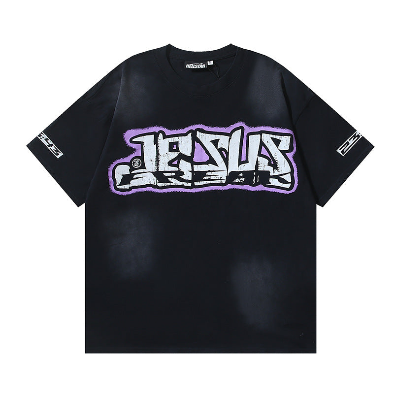 HELLSTAR Washed Vintage Graphic Tee — Unisex Oversized Streetwear